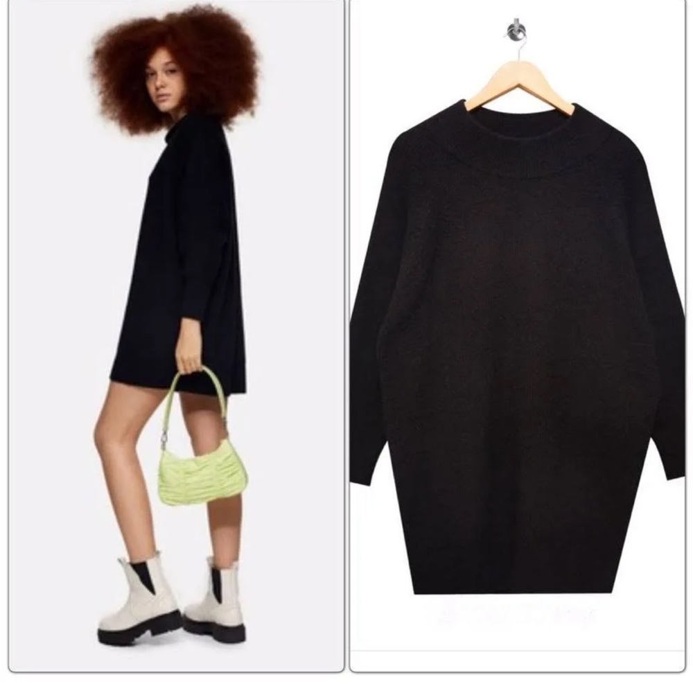 Topshop knit crew neck sweater in black size Medium